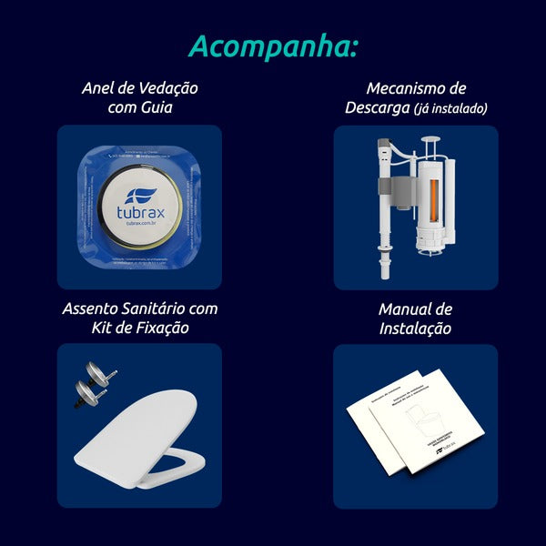 Vaso Sanitário Monobloco Completo Branco - Caixa Acoplada Privada Unio